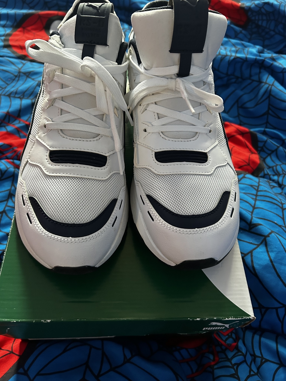 Puma White and Navy Athletic Sneakers
